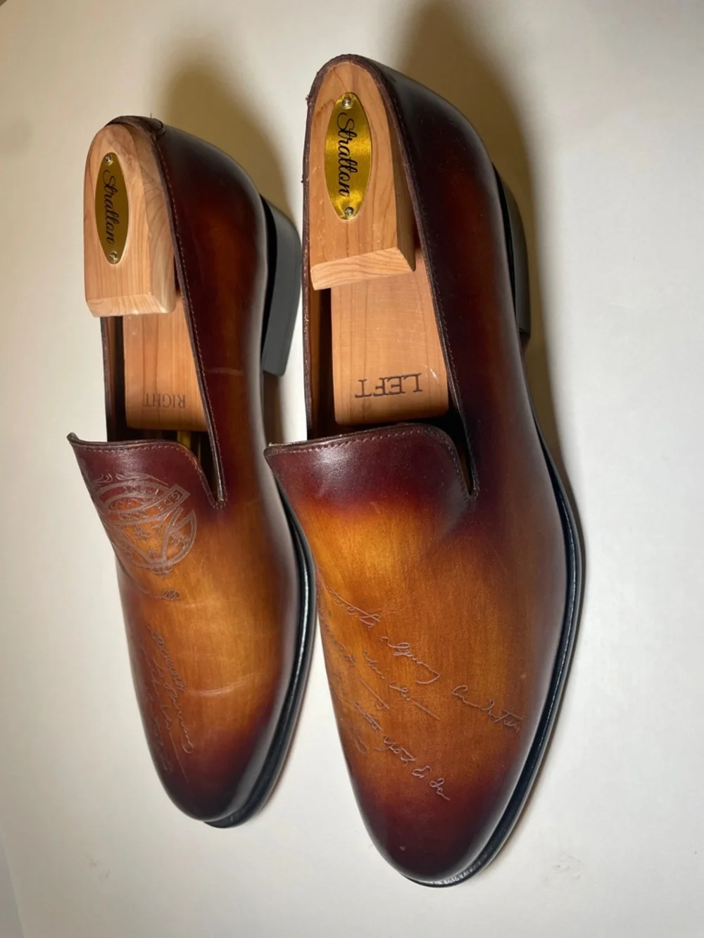 Hand-Painted Chestnut Brown Leather Men’s Slip-On Loafers - Picture 1 of 9